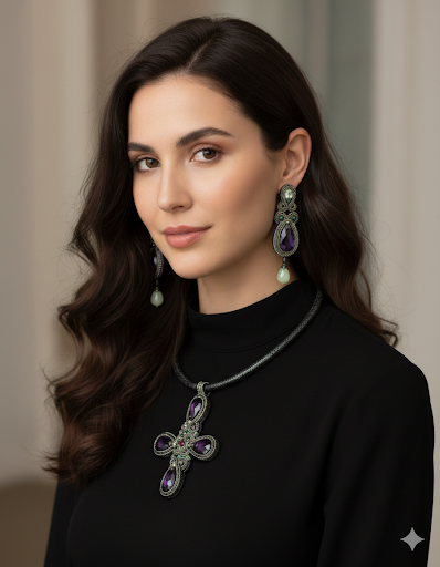 Collana Soutache Cross Ametista – Vilschic Luxury Bijou
