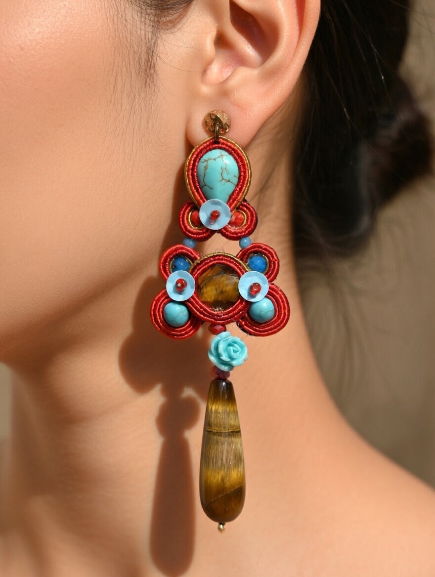 Orecchini soutache Ortensia Capri 9x5 cm