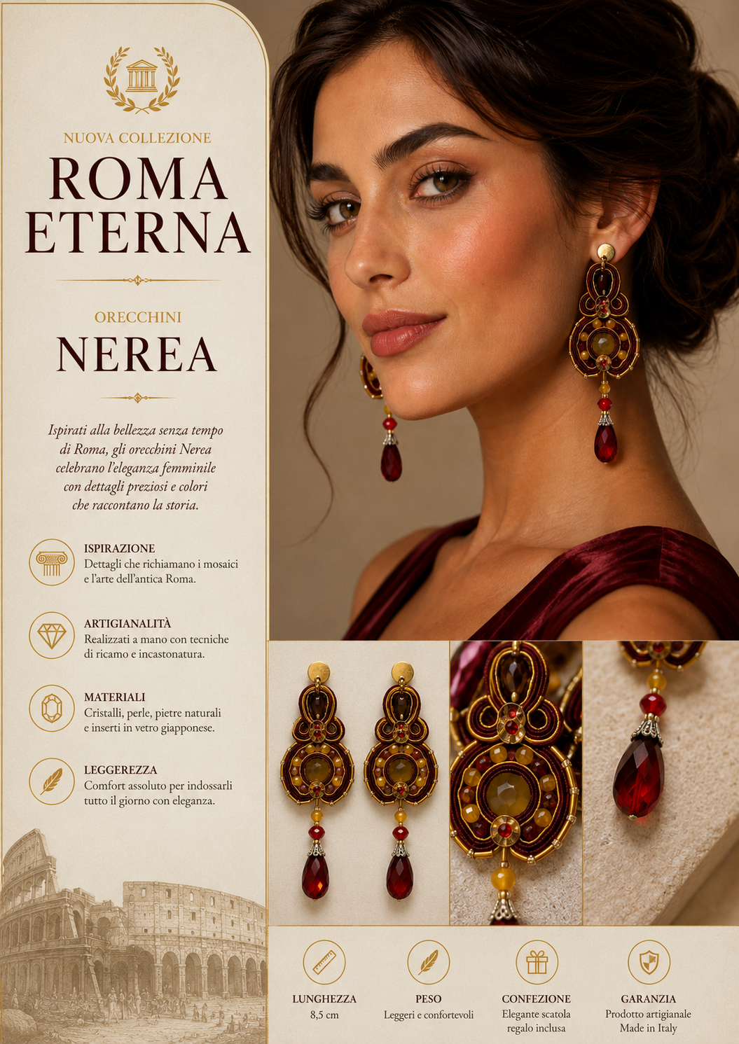 Orecchini Soutache Nerea – Collezione Roma Eterna | Vilschic Luxury Bijoux