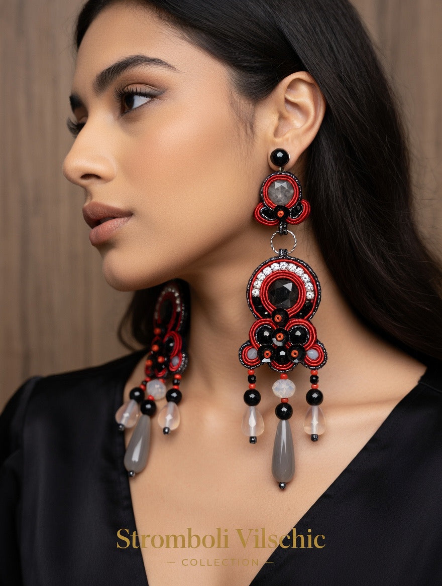 Orecchini Soutache Artigianali “Lava Nera” – Neri Eleganti Fatti a Mano | Vilschic