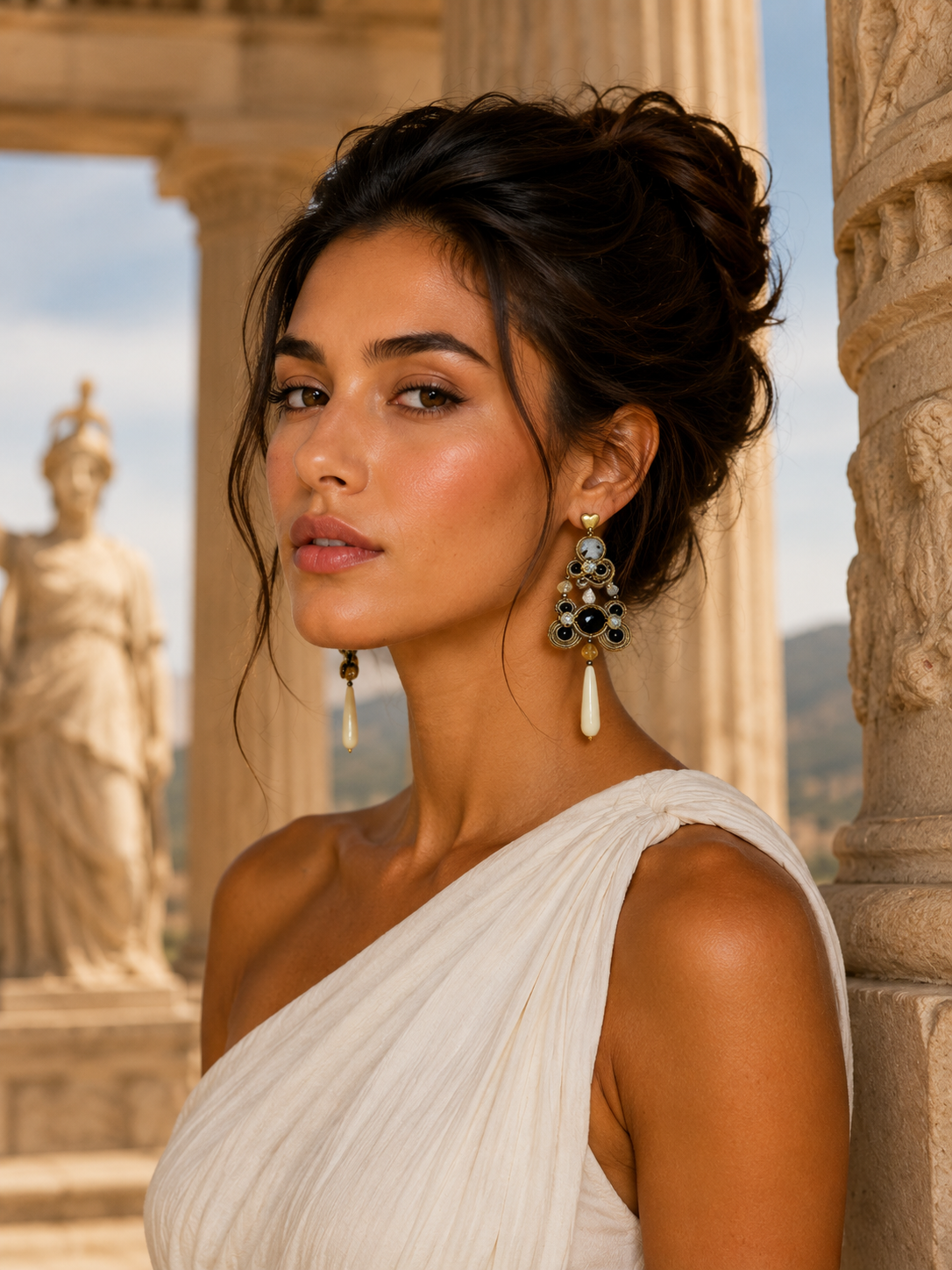 Orecchini Soutache Atenea Nero e Oro | Gioielli Artigianali Vilschic