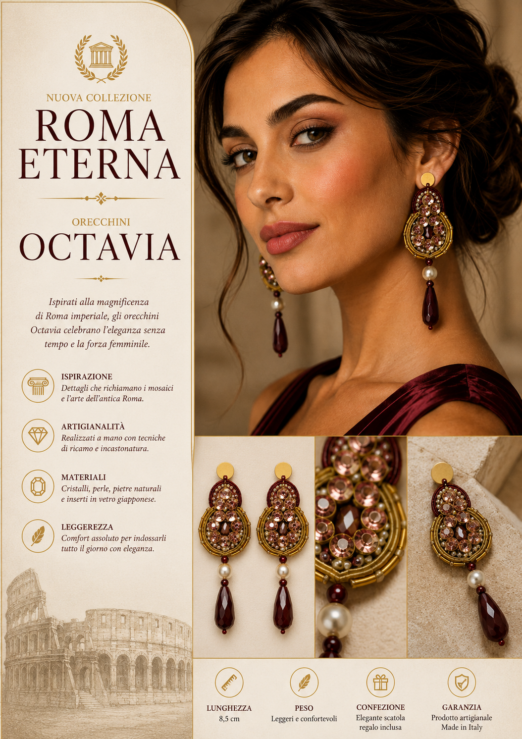 Orecchini Soutache Octavia – Collezione Roma Eterna | Vilschic Luxury Bijoux