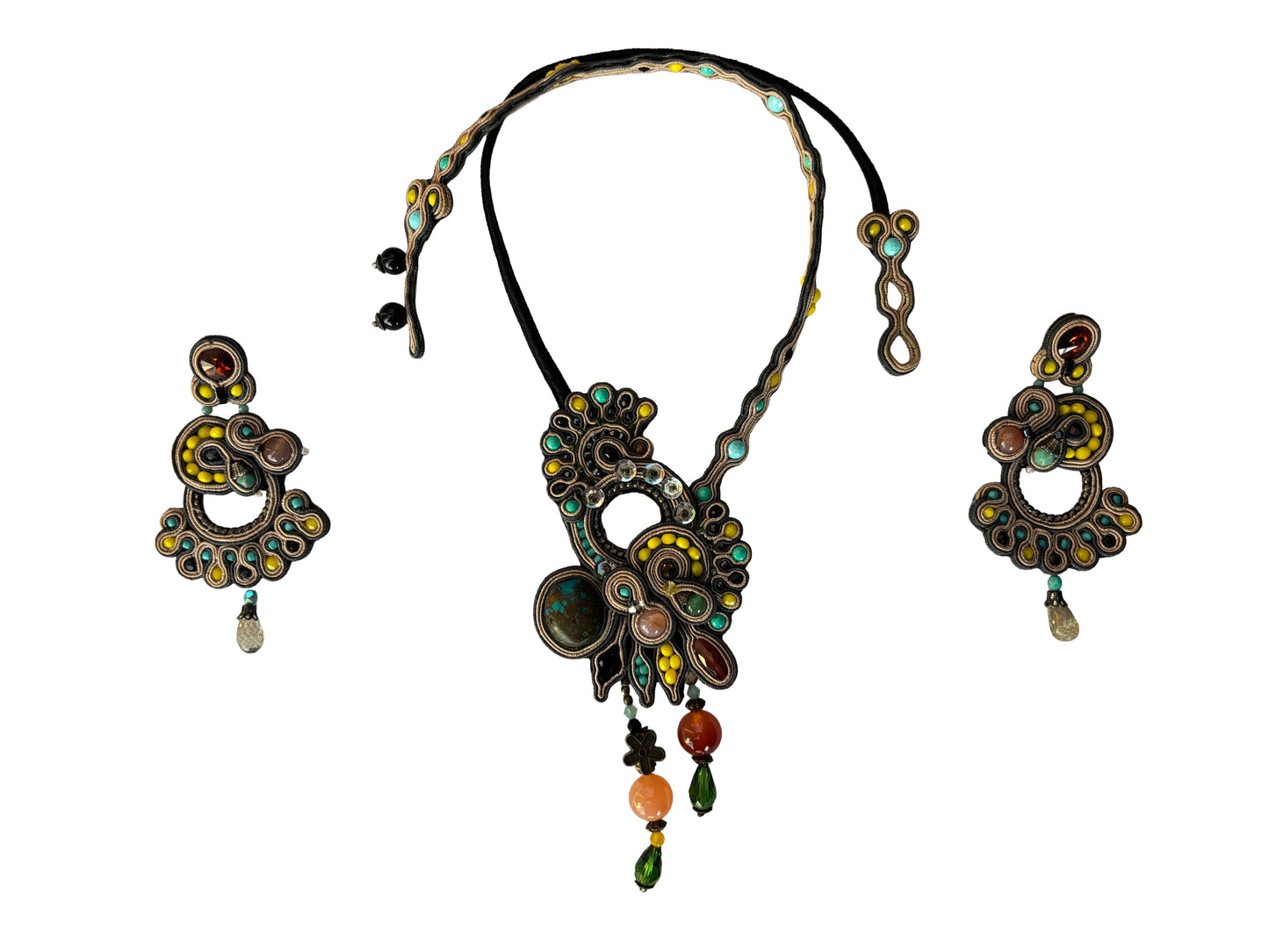 Collana - Raia – Collier con quarzo lime, corniola e turche e