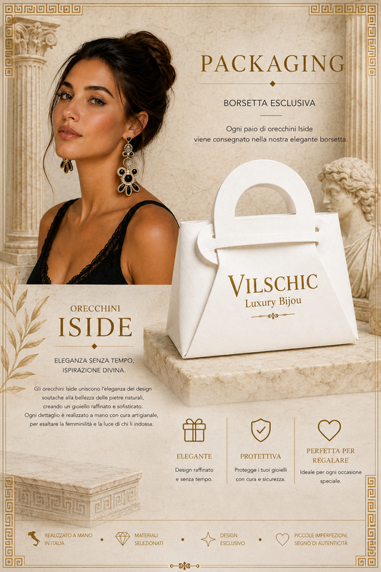Orecchini Iside – Soutache Luxury Nero e Avorio | Collezione Antica Grecia