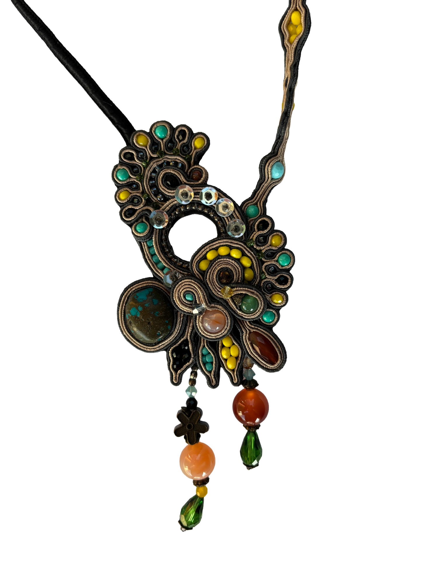 Collana - Raia – Collier con quarzo lime, corniola e turche e