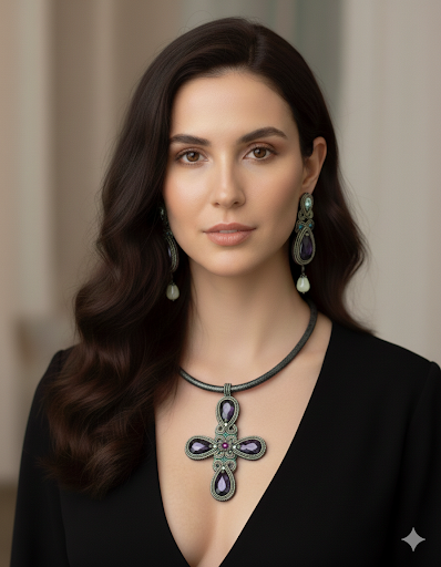 Collana Soutache Cross Ametista – Vilschic Luxury Bijou