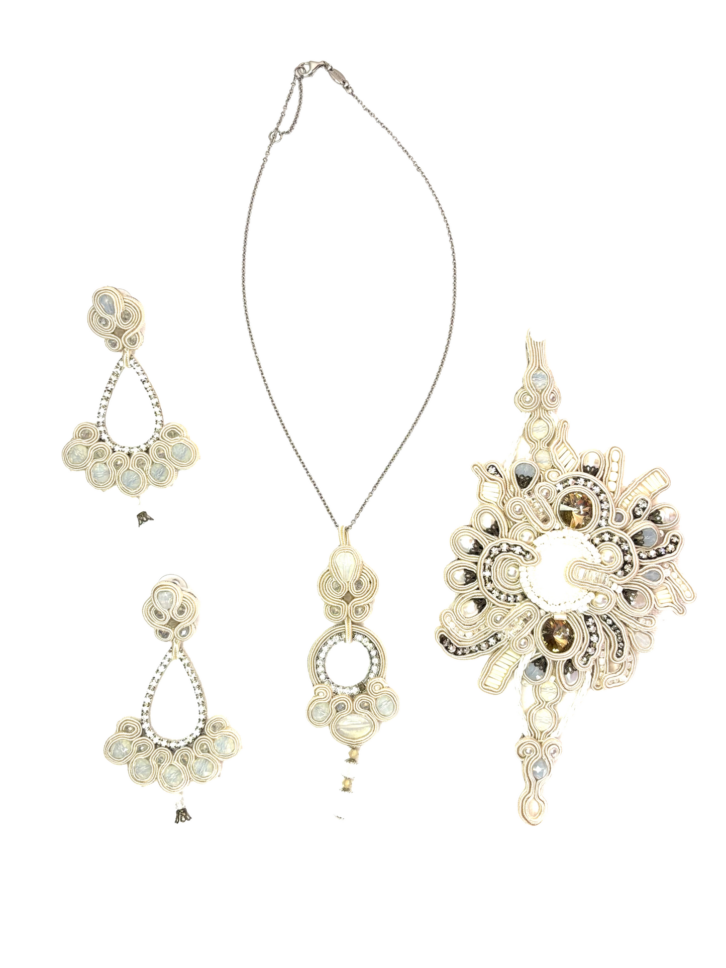 Collana - Selene – Parure in argento 925 con perle naturali e opale