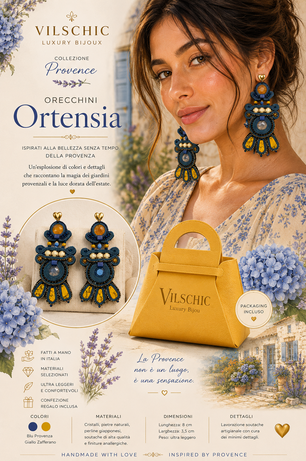 Orecchini Soutache Fatti a Mano Ortensia – Collezione Provence