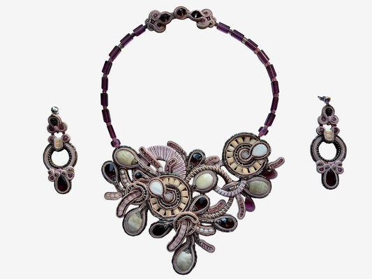 🌸 DESERT ROSE – Collier con perle, ametista e quarzo