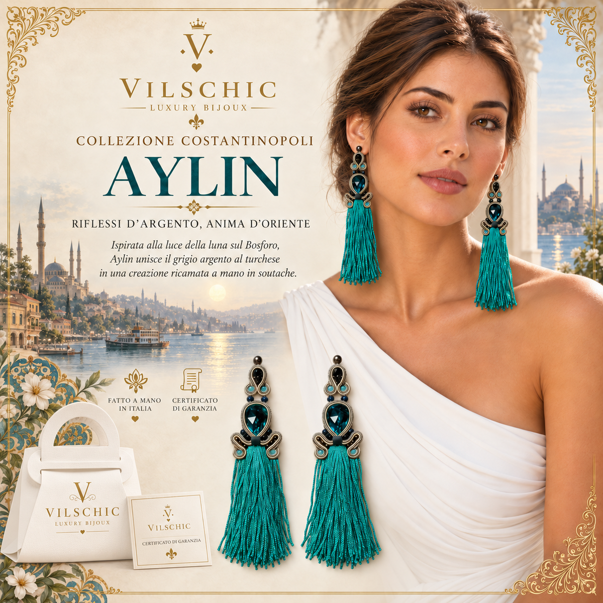 Orecchini Soutache Fatti a Mano Ailin – Collezione Costantinopoli