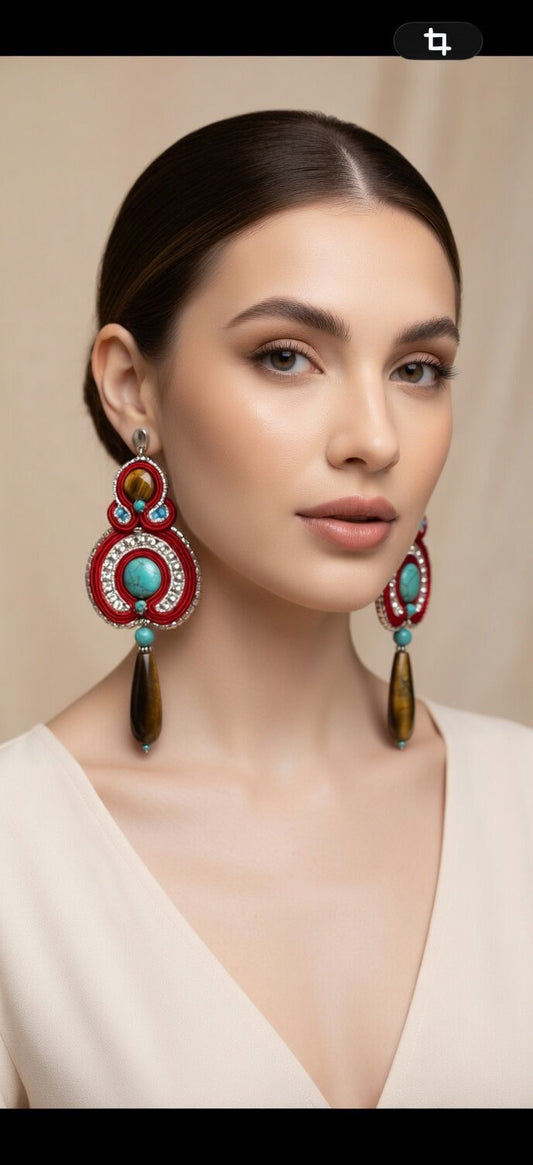 Orecchini soutache Ginevra Capri 9x5 cm
