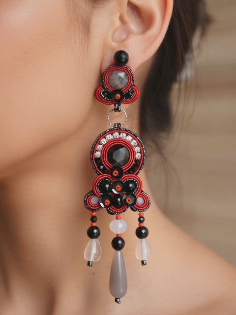 Orecchini Soutache Artigianali “Lava Nera” – Neri Eleganti Fatti a Mano | Vilschic